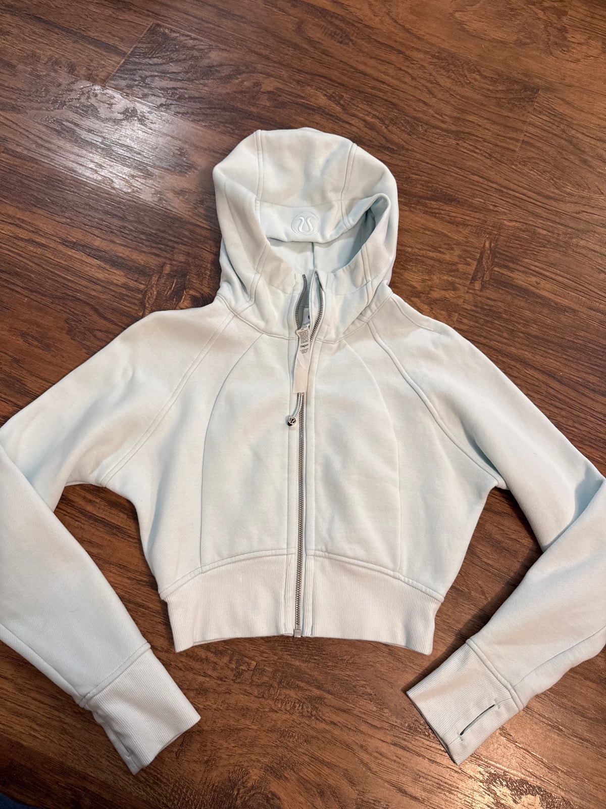 Lululemon Scuba Full Zip Cropped Hoodie Powder Blue Baby Blue Size 4